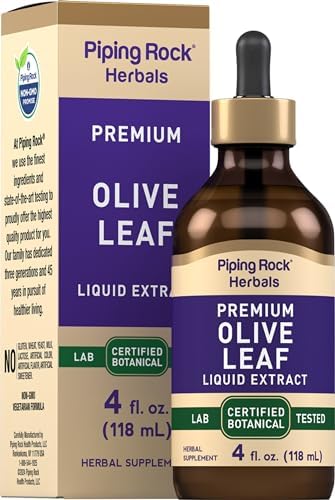 Piping Rock Olive Leaf Extract Liquid Drops | 4 Fl Oz | Alcohol Free Tincture | Vegetarian, Non-GMO, Gluten Free
