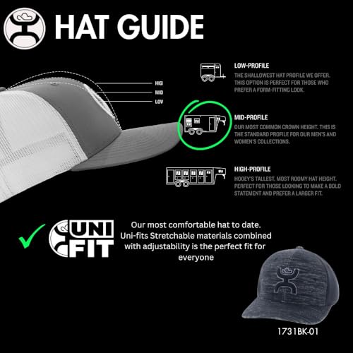 Image of HOOEY Ash Flexfit Fitted Hat - Mid Profile 6-Panel Stretch Fit Everyday Casual Comfort Fitted Cap for Men and Women