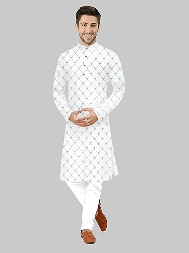 Image of Men's Printed Cotton Kurta