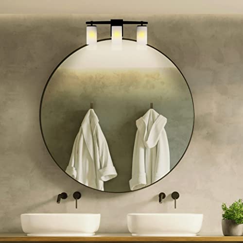 Image of Generation Lighting 3-Light Alturas Contemporary Bath Fixture Wall Lamp Midnight Black 4424603-112 | Bathroom Light Fixture for Home Decor | Wall Sconce Vanity Light Fixture and Bathroom Accessory