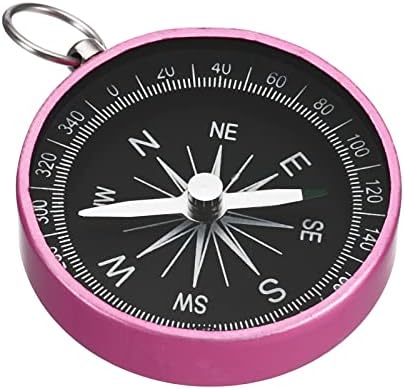 PATIKIL Pocket Compass, Survival Sports Navigation Compass with Key Ring for Outdoors Camping Hiking, Pink