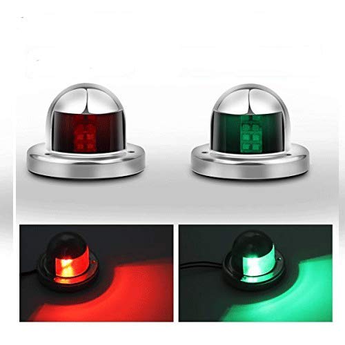 Powstro Boat Yacht LED Light, 2pcs Green and Red Marine 12V Stainless Steel Bow Navigation Lights