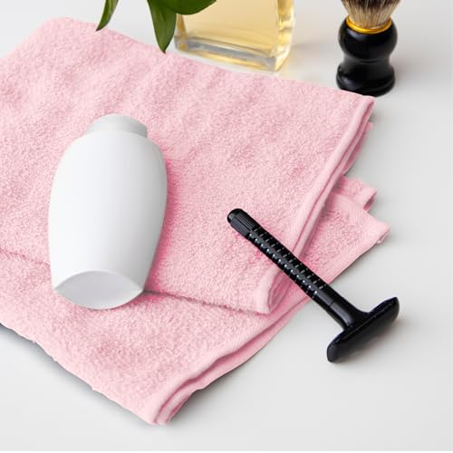 Image of Avalon Towels Salon Towel - Pink Hand Towels Bulk Pack of 24 - 100% Cotton Absorbent Spa, Facial & Gym Towel for Working Out - 16x27 Inches (Not Bleach Proof)