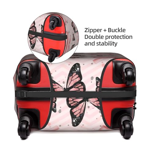 Butterfly Pink Print Travel Elastic Suitcase Luggage Baggage Cover Protector, Washable And Anti-Scratch4