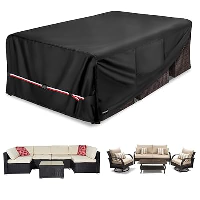 Rectangular Patio Furniture Covers,Upgraded 600D Heavy Duty Outdoor Furniture Covers Waterproof,Outdoor Sectional Dining Table and Chairs General Purpose Furniture Set Cover,88"L × 62"W × 28"H,Black