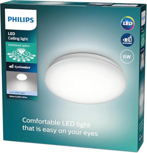 Philips Moire, plafonnier LED rond, 6W, Blanc froid 4000K, Blanc