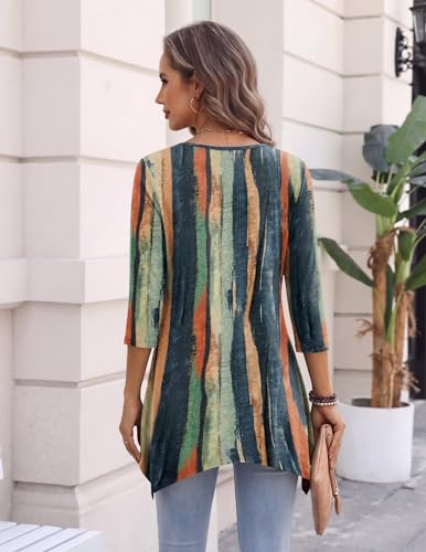 Image of Zeagoo Womens Tops 3 /4 Sleeve Loose Fit Dressy Tunics Plus Size Boho Shirts