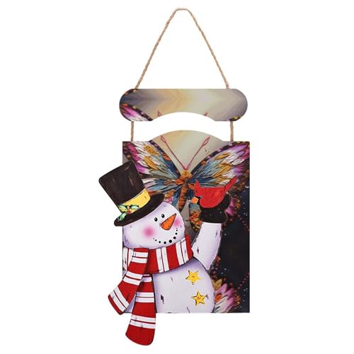 Peinture de Noël en bois effet broderie papillon