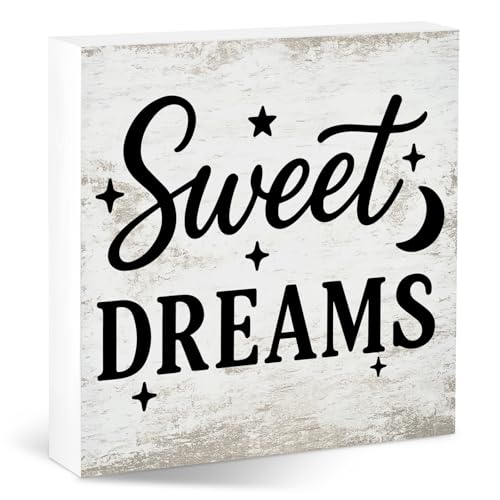 Home Decor, Desk Sign Gifts for Husband Him Her Wife Men Couple, Room Decorations for Bedroom Shelf Anniversary Celebration, Sweet Dreams