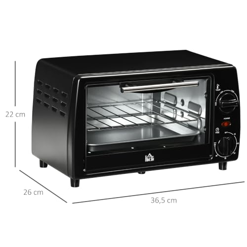 Miniatura 7 de Homcom Horno Eléctrico Sobremesa 10 Litros 750w Horno Eléctrico Pequeño Con Temperatura Hasta 230 Temporizador 60 Minutos Bandeja Y Rejilla 36,5x26x22 Cm Negro