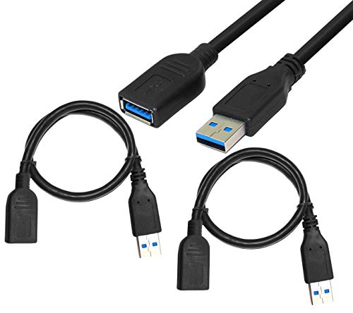 SaiTech IT 2 Pack Short Length 1 Feet USB 3.0 Extension Cable, USB 3.0 A Male to Female Extender Cable