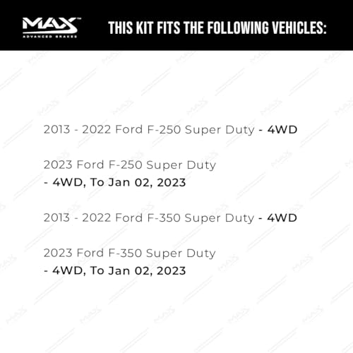 Image of MAX Advanced Brakes - Front Brake Kit For 2013-2023 Ford F-250 (4WD), Ford F-350 (4WD)| Carbon Ceramic Brake and Rotor Kit| Daily Performance Geomet Coated Cross-Drilled Brake Rotors