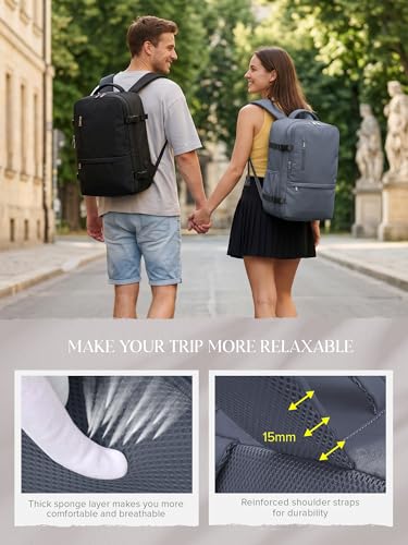 Miniatura 6 de Hayayu Mochila Viaje Cabina Avion 40x20x25, Mochila Cabina Para Ryanair 40x20x25 Maletas De Viaje Cabina Mochilas 40x20x25 Mochila De Viaje Cabina 20l Con Orificio De Carga Y Bolsillo Antirrobo