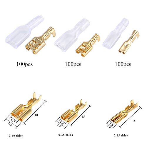 image for ManYee 300pcs 2.8/4.8/6.3mm Female Spade Connectors for Car Audio Spea