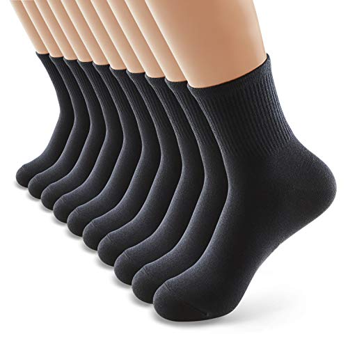 MONFOOT Women's 1/10 Pairs Comfortable Casual Cotton Quarter Crew Socks, multipack
