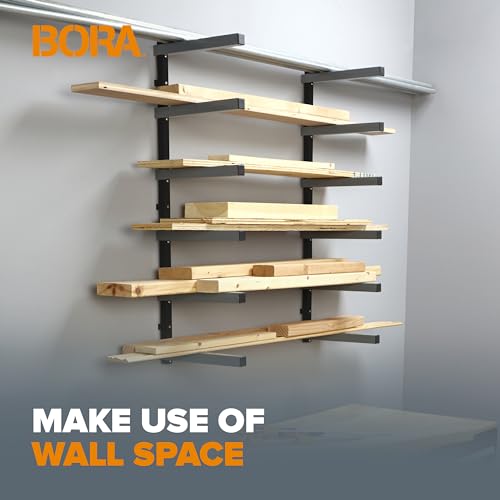 Image of BORA Wood Rack, 6-Level Wall Mount Lumber Storage Rack for Wood Storage