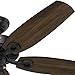 Hunter 52 inch Indoor Ceiling Fan No Light with Pull Chain - Black Ceiling Fan without Light, Standard Mount, 5 Blades, For Bedroom, Living Room, or Kitchen - Builder Elite 53243, Matte Black