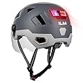 ILM Smart Adult Bike Helmet with Automatic G-Sensor Turn Signal & Brake Warning LED Light Control, Road Cycling Bicycle Helmets for Men Women E3-12LS Gray XX-Large
