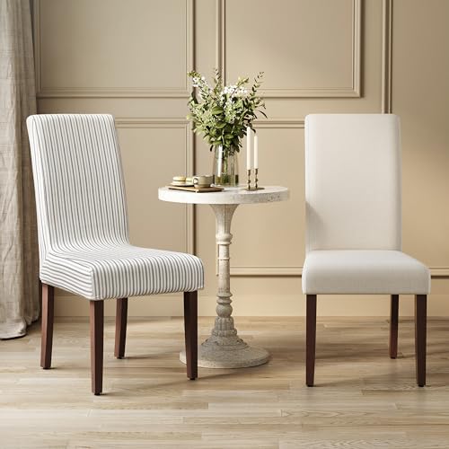 VASAGLE Dining Chairs, Parsons Chairs with Removable Fabric Cover, High Back, for Dining Room Kitchen, Set of 2, Thick Seat, 22.8 x 18.9 x 39.4 Inches, Cream White UKDC152W01