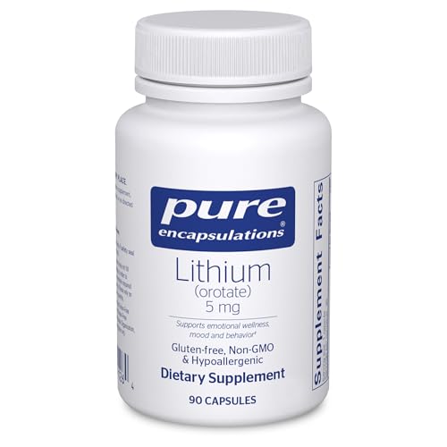 Pure Encapsulations Lithium Orotate 5 mg - Brain Support Supplement - with N-Acetyl-L-Cysteine (NAC) for Memory & Brain Behavior* - Gluten Free & Non-GMO - 90 Capsules