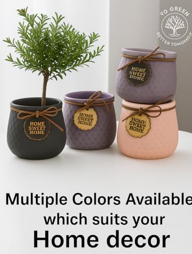 Image of Yo Green Ceramic Plant Pot for Indoor & Outdoor, Modern Planter for Home & Office Decor, Durable, Stylish Finish, Ideal for Tabletop, Shelf, Balcony, Great Gift Idea (Charcoal, 4 Inches)