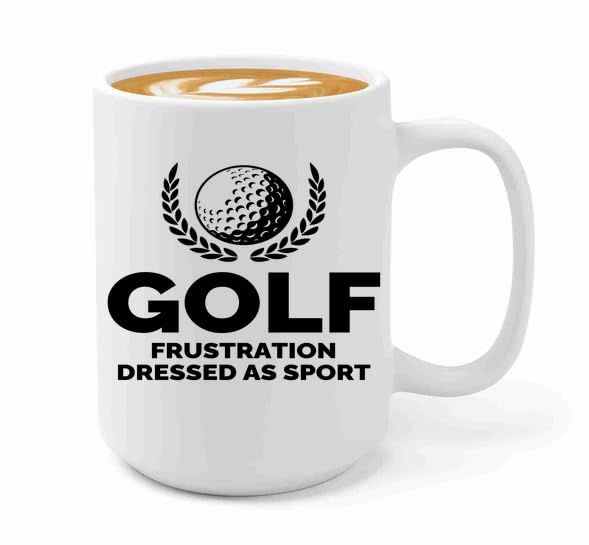 Luxe Gifting Golf Lover Coffee Mug 15oz White -Golf frustration dressed - Golfer Sports Holes Cart...