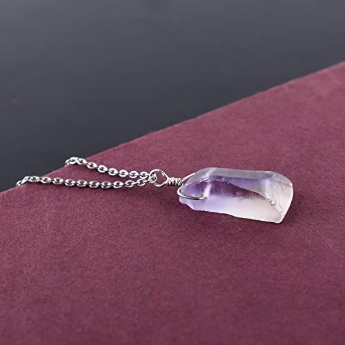 Aa Raw Ametrine Gemstone Pendant Necklace, Rhodium Plated, 925 Sterling Silver, Rough Stones, Energy Healing Crystals, Birthstone, Women Jewelry Gifts, 18 Inch #TOP2