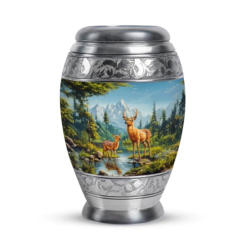 Image of Deer Urn Small Funeral Urn for Ashes Adult Male & Female 3 Inch | Keepsake Urns for Human Ashes Adult Man Burial Decorative Urns for Ashes Cremation Urns for Burial