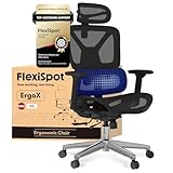 FLEXISPOT Ergonomischer Bürostuhl Schreibtischstuhl, 3D-Armlehnen, 3D-Kopfstütze, 5D-verstellbare Rückenlehne, Atmungsaktiver Sitz Belastbar bis 136 kg Arbeitsstuhl, ErgoX, Schwarz
