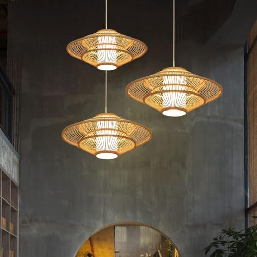 Panier Suspendu en Osier Beige E27 Luminaire Rotin Plafonnier Boho - 3