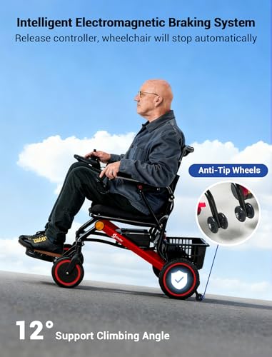 Image of Aotedor Electric Wheelchair for Adults, 500W Motor All-Terrain Foldable Power Motorized Wheelchairs, Airline Approved Portable Travel Wheelchair with 15 Miles Long Range Lithium Battery