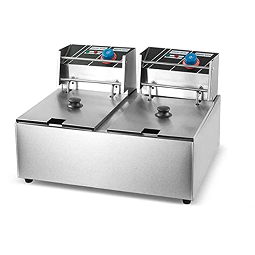 Fritteuse Edelstahl kommerzielle Pommes-Frites-Maschine, 2500 W x 2,5.5L+5.5L, Einzylinder/Doppelzylinder…