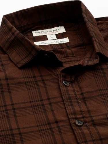 Image of Majestic Man Men's Comfort Slim Fit Pure Cotton Opaque Checked Casual Shirt