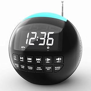 Clock Radio, Raynic Alarm Clock Radio, Bluetooth Alarm Clock with USB Charger, 7 Color Night Light, 12/24H, DST, 5…