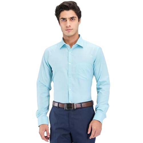 Image of Park Avenue Men's Slim Fit Structure Pattern Cotton Polyester Blend Semi Cutaway Collar Full Sleeve Formal Shirt