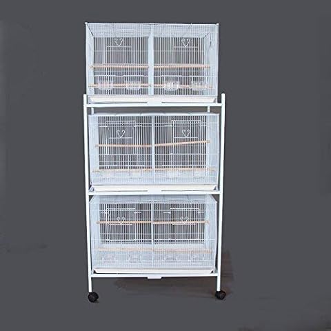 Seny Set of 3 Breeding Bird Carrier Cage with Central Dividor L30xW18xH18 on Stand (White) Cover