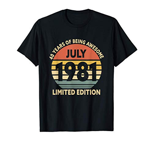 40th Birthday decorations July 1981 vintage Unisex gift T-Shirt