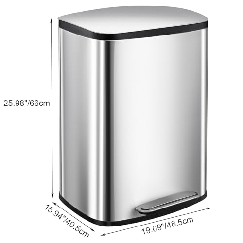 Caneca de basura rectangular de acero inoxidable GarveeHome 50 L miniatura 2