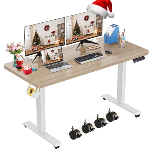 farexon Electric Standing Desk Adjustable Height, 48 x 24 inch Sit Stand Desk with Metal Hook, 4...