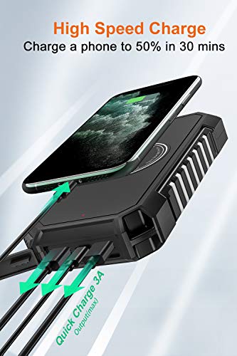 Riapow Solar Power Bank 26800Mah, Solar Charger Fast Charge 3.0A Qi Portable Charger External Battery With 4 Outputs & Led Flashlight Phone Chargers For Phone, Tablet And Camping Outdoors #TOP3