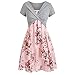 Produktbild RoMantic Kleid Damen Knielang Elegant Vintage Retro Sommerkleider V-Ausschnitt Cocktailkleid Partykleid Maxikleid Strandkleid Locker Blusenkleid Freiizeitkleid