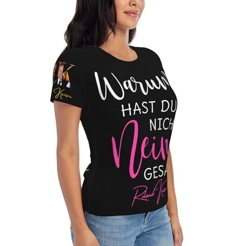 Roland Damen T-Shirt Kaiser Klassisches Rundhals Kurzarm Sommer Lässig Schwarz Tshirts Regular Fit Tee T Shirts für Frauen Mädchen Fans Geschenk