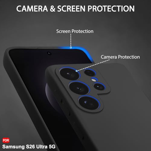 Image of TheGiftKart for Samsung S26 Ultra Case, Liquid Silicone Cover, Soft Micro-Fibre Lining Inside, Raised Edges for Camera & Screen Protection, Shockproof Galaxy S26 Ultra Back Cover (Silicone, Black)