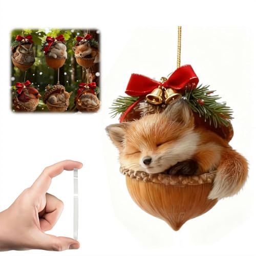 Adornos de bellota de animales del bosque, adorno de Navidad de animales del bosque, adornos de bellota de acrílico 2D para corona de árbol, chimenea, estantería, regalos temáticos de la naturaleza (M