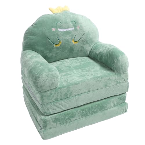 Sofá para Niños con Dibujos de Dinosaurios Verdes, Silla Plegable Suave para Leer, Silla para Niños y Niñas (Plegado en Cuartos)