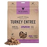 Vital Essentials Freeze Dried Dog Food, Raw Turkey Crunchy Mini Nibs | Complete Meal or Topper | 96% Turkey, Organs & Bone | Limited Ingredient, High Protein, Grain Free Dry Dog Food | 25 oz Bag
