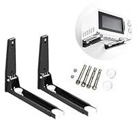 Mikrowellenhalterung aus 304 Edelstahl mit Teleskoparme und Haken, 2 Stück Edelstahl Mikrowellenherd Rack, Retrackable Faltbare Mikrowelle Wall Mounted Ständer Halter Rack Bracket