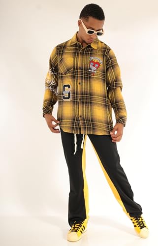 Image of SCREENSHOT Shacket 3202 Mens Casual Plaid Flannel Shacket Shirt Jacket Button Down Long Sleeve
