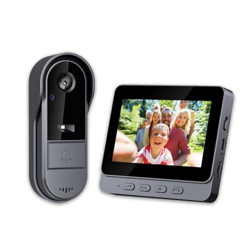 TKMARS Timbre inalámbrico con cámara 1080P IP67 impermeable - Videoportero exterior con pantalla de 4,3", visión nocturna, ángulo de 170°, videoportero para casa, sin WiFi ni aplicación