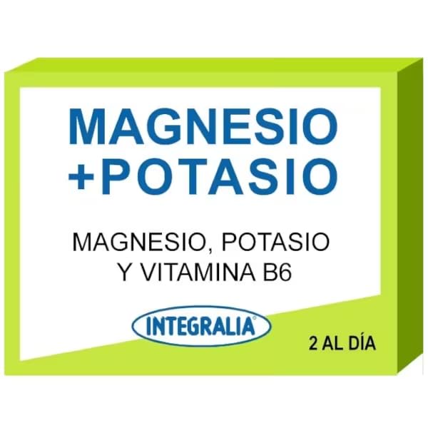 Integralia Magnesio y Potasio 60 Cápsulas - Suplemento para Reducir Fatiga, Apoyo Muscular y Nervioso, Reforzado con Magnesio y Potasio para Energía Diaria - Apto para Veganos